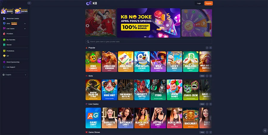 Nhà cái K8 khuyến mãi thành viên mới 150k